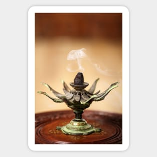 Vintage lotus flower used for aromatic smoke Sticker